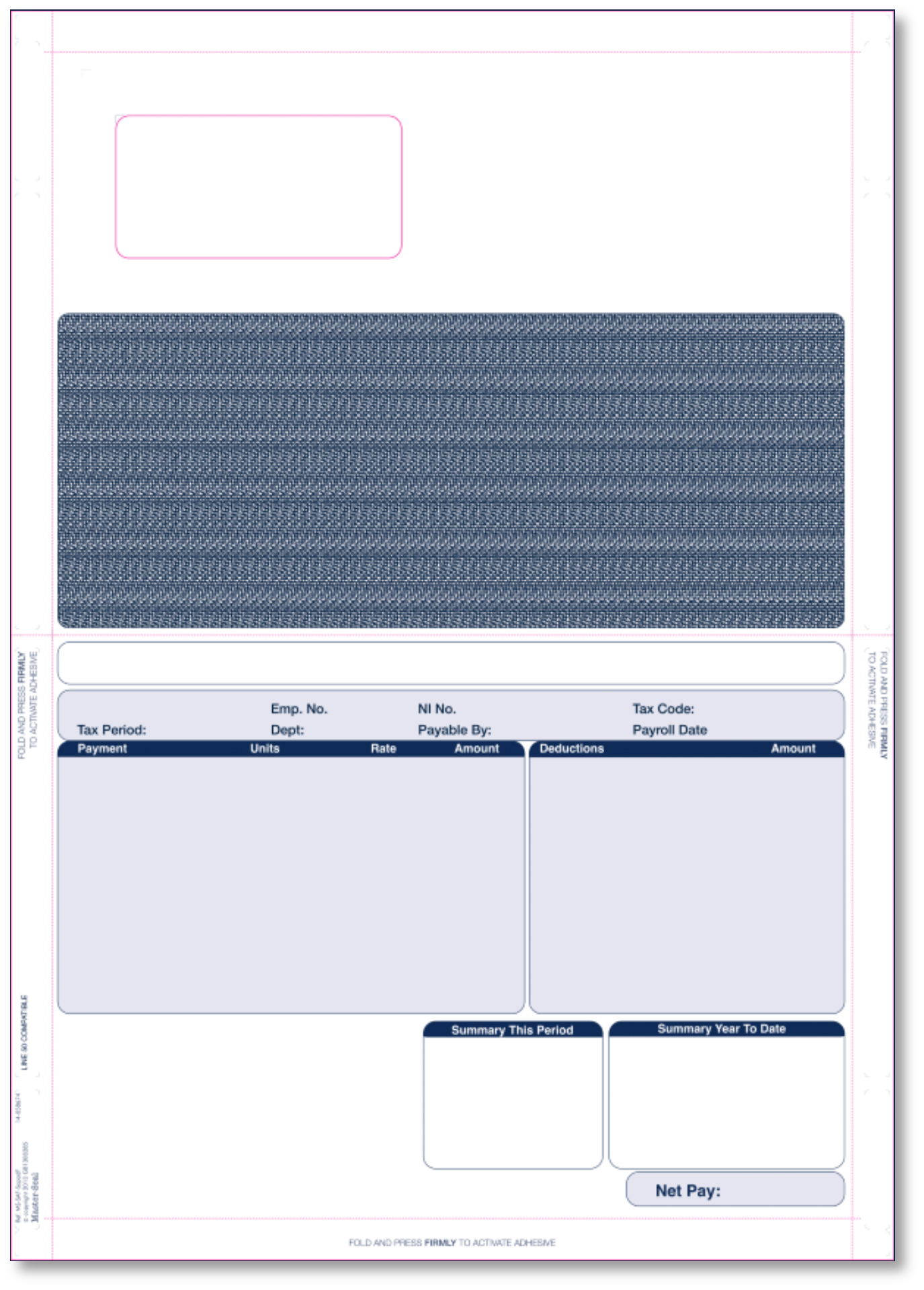 1000 x RS34 SE98 SAPADF Sage COMPATIBLE Hand Pressure (no tape) Self-Seal Payslip Mailers all prices include FREE delivery to UK Mainland  ***Order Code VS04