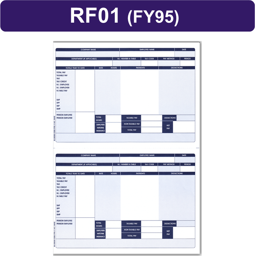 1000 x RF01-FY95 Iris COMPATIBLE Payslips