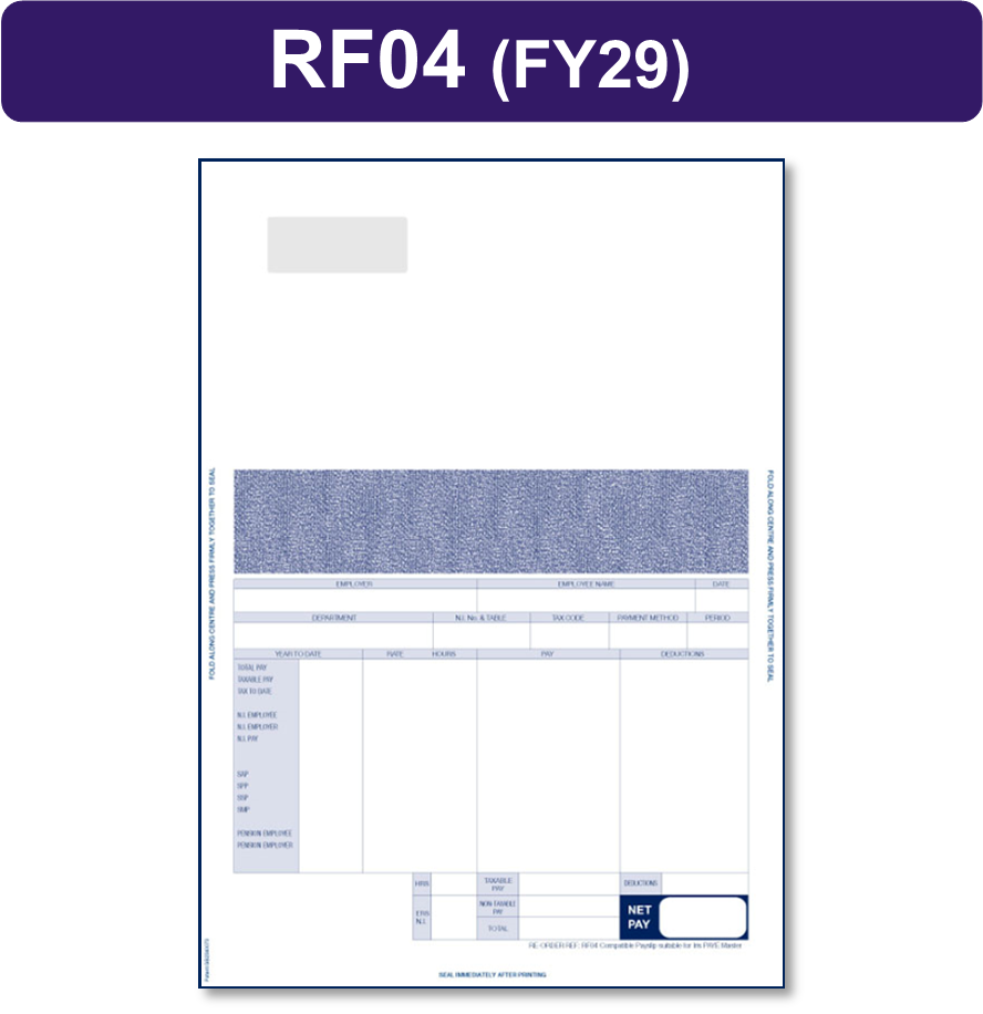 1000 x RF04 Iris COMPATIBLE Hand Pressure Self-Seal Payslip Mailers