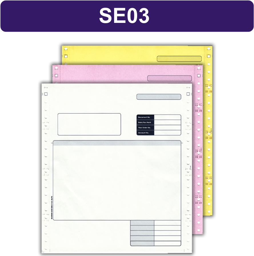 750 x SE03 Sage COMPATIBLE Invoices, 3 Part for continuous DMP printers: ***QUALITY REPLACEMENT FOR DUKSA002 , RS04 , SAG050 , SAGE-060523 and SGC11002