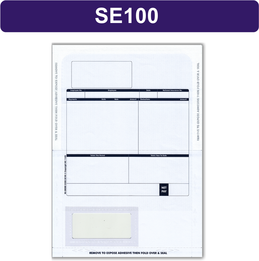 500 x Sage SE100 COMPATIBLE Laser A4 Self-Seal Payslip Mailers (single tape to remove) all prices include FREE delivery to UK Mainland ***Order Code SE100