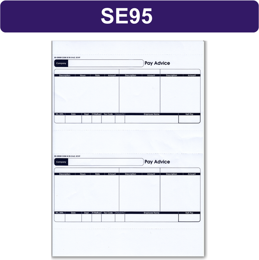 1000 x SE95 The Original Sage COMPATIBLE Laser A4 2-Per-Sheet Standard Payslip all prices include FREE delivery to UK Mainland use with VS05 envelopes ***Order Code SE95