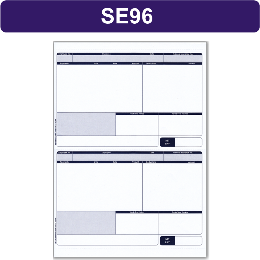 1000 x SE96 The Original Sage COMPATIBLE Laser A4 2-Per-Sheet Payslips Address/Loans  Plus all prices include FREE delivery to UK Mainland ***Order Code SE96